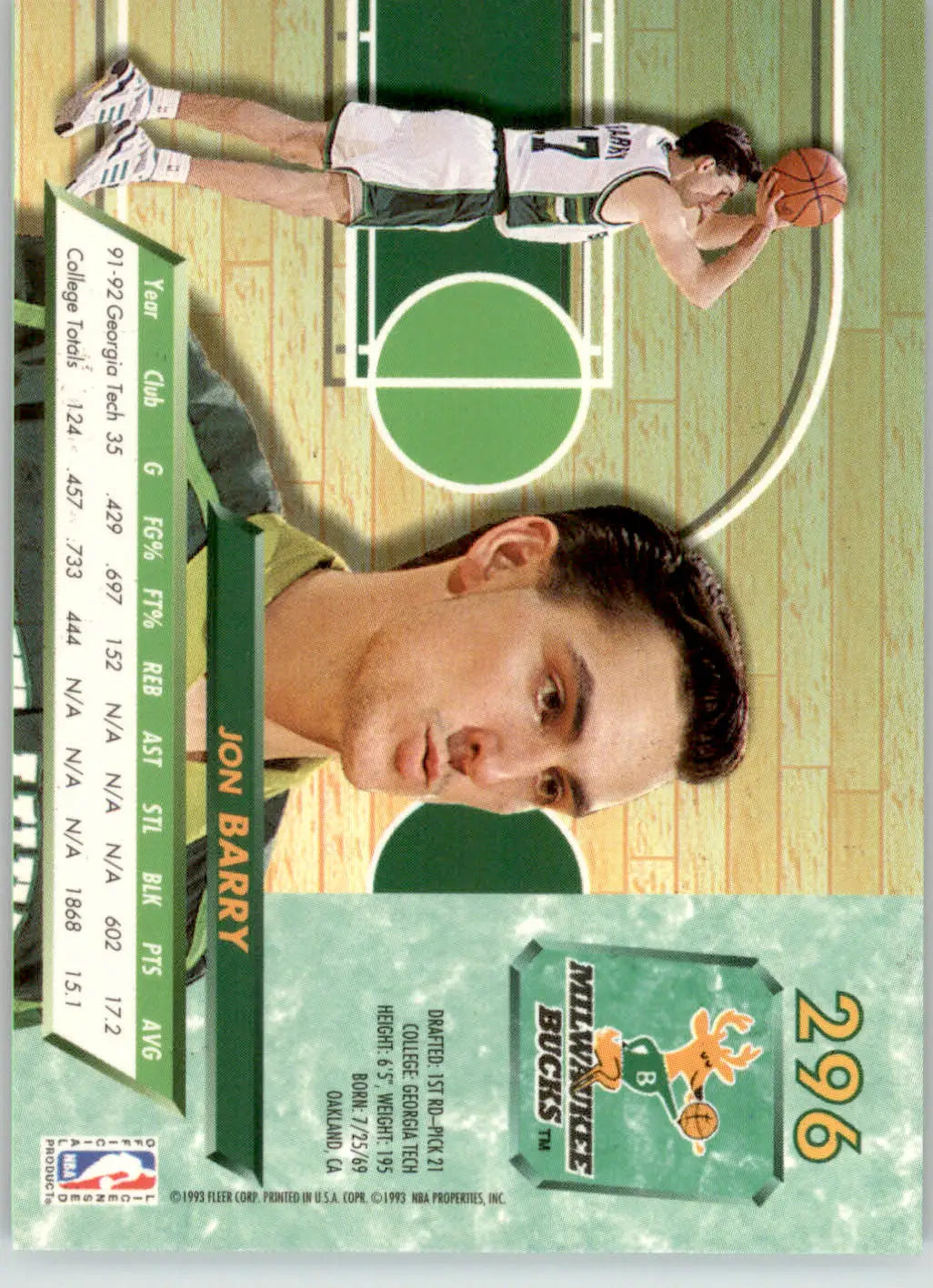 Jon Barry - 1992-93 Ultra - #296 - RC Basketball - Basketball Card Single