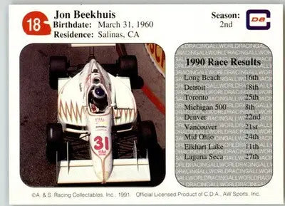 Jon Beekhuis - 1991 All World - #18 - Racing - Racing Card Single