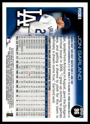 Jon Garland 2010 Topps #96 Los Angeles Dodgers - Baseball Card Single