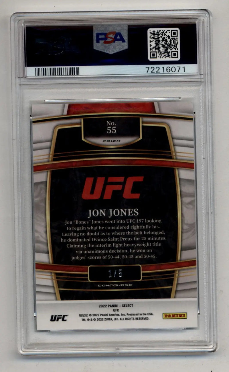 Jon Jones 2022 Select UFC #55 Green Disco 1/5 PSA 10 Gem Mint - UFC/MMA Card Single