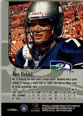 Jon Kitna - 1999 SkyBox Molten Metal - #4 - Football - Football Card Single
