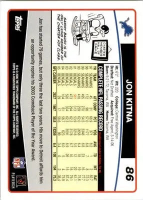 Jon Kitna - 2006 Topps - #86 - Football - Football Card Single