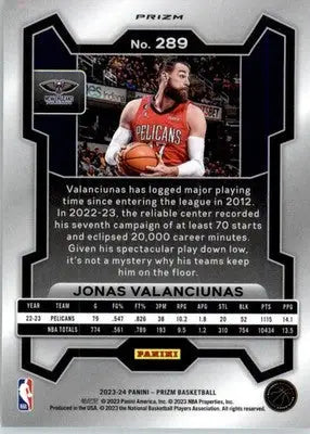 Jonas Valanciunas - 2023-24 Panini Prizm - #289 - Prizms Ice Basketball - Basketball Card Single