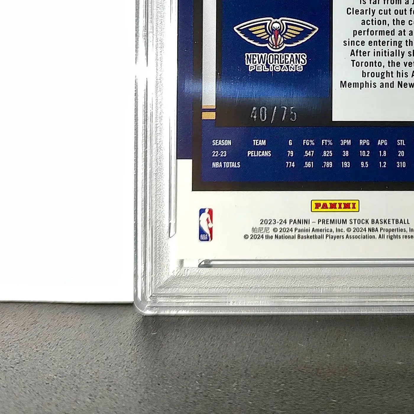 Jonas Valanciunas 2023 Panini Hoops Premium #112 40/75 Blue Pulsar PSA 10 Gem - Basketball Card Single