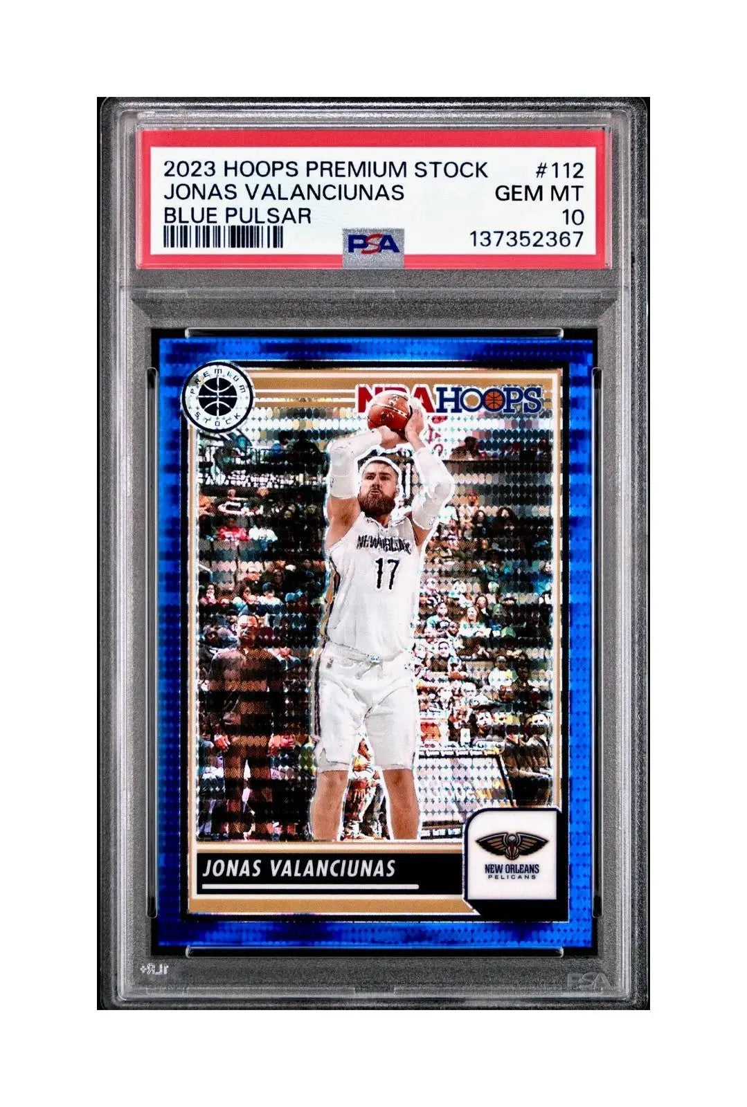 Jonas Valanciunas 2023 Panini Hoops Premium #112 40/75 Blue Pulsar PSA 10 Gem - Basketball Card Single