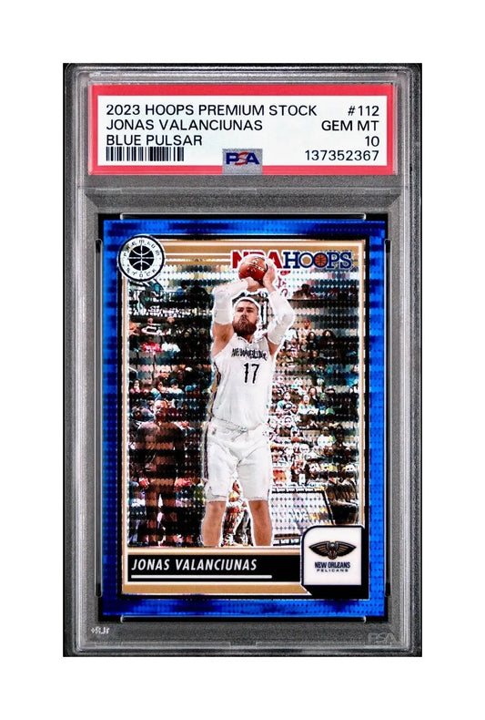 Jonas Valanciunas 2023 Panini Hoops Premium #112 40/75 Blue Pulsar PSA 10 Gem - Basketball Card Single