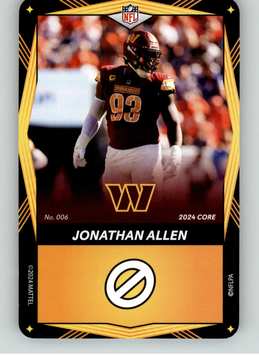 Jonathan Allen - 2024 UNO Elite Core Edition - Yellow - #006 - Football - Football Card Single