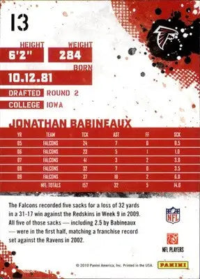 Jonathan Babineaux - 2010 Score - #13 - Football - Football Card Single