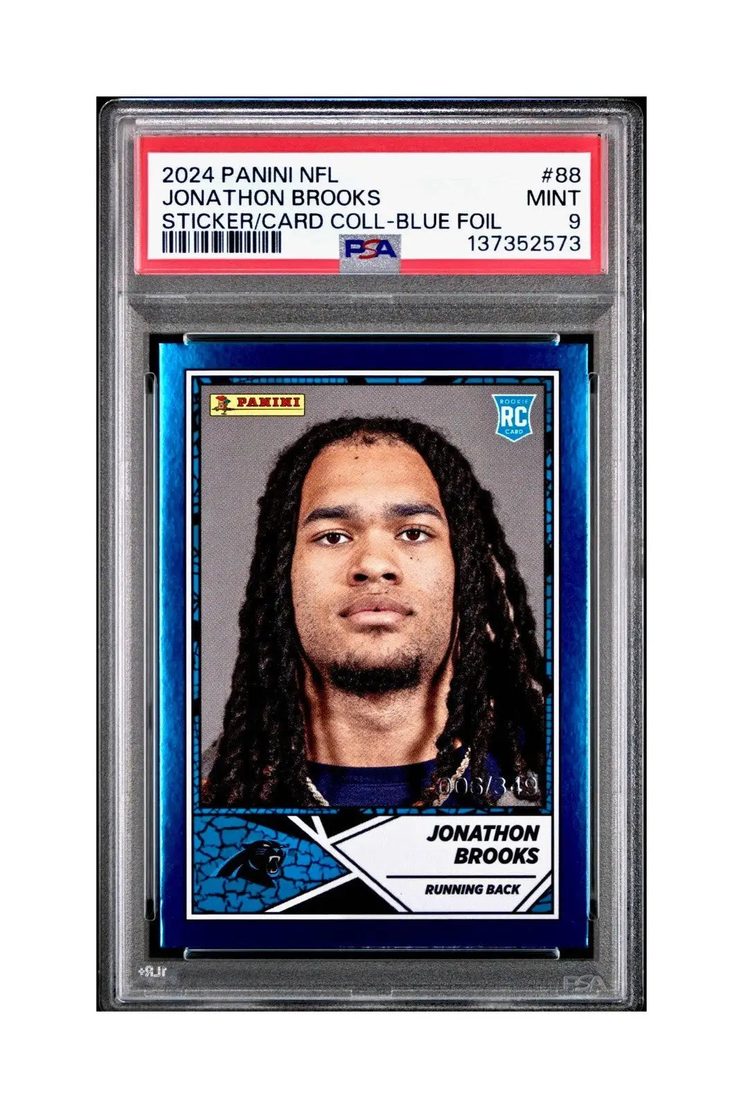 Jonathan Brooks Rookie 2024 Panini Sticker Collection 6/349 #88 Blue Foil PSA 9 - Other