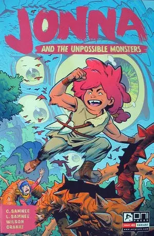 Comic book cover of Jonna and the Unpossible Monsters #1 featuring pink-haired character