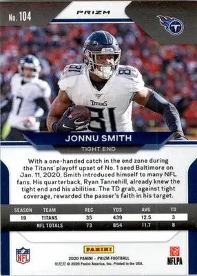 Jonnu Smith - 2020 Panini Prizm - #104 - Prizm Lazer Football - Football Card Single