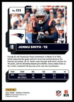Jonnu Smith 2022 Donruss #133 New England Patriots - Football Card Single