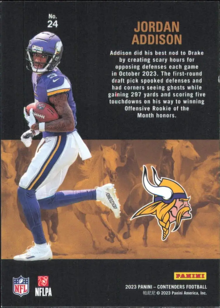 Jordan Addison 2023 Panini Contenders Rookie Stallions Bronze #24 Vikings Card - Football Card Single