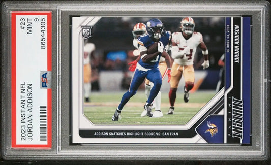 Jordan Addison 2023 Panini NFL Rookie #23 Card 1 of 205 Vikings PSA 9 Mint - Football Card Single