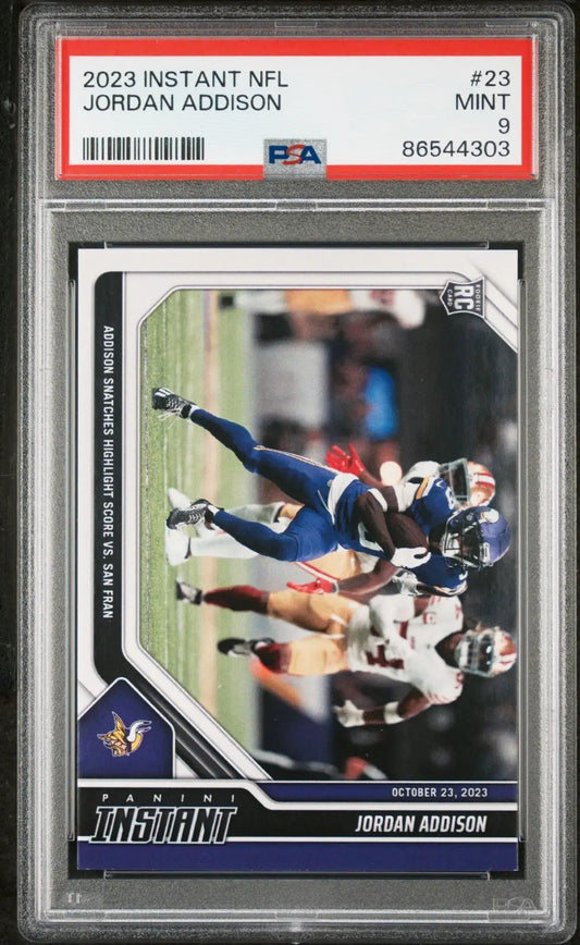 Jordan Addison 2023 Panini NFL Rookie #23 Card 1 of 205 Vikings PSA 9 Mint - Football Card Single
