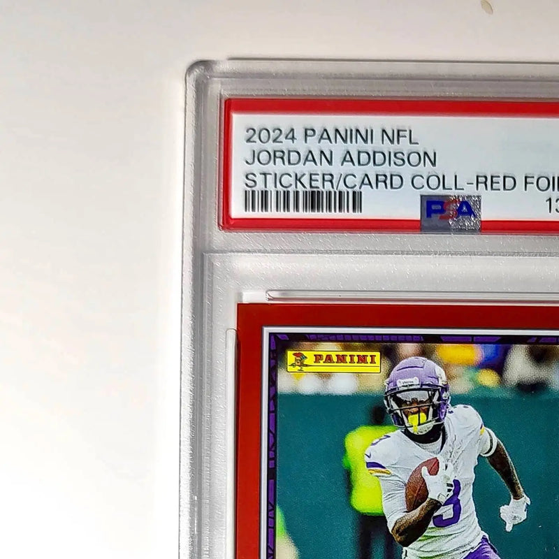 Jordan Addison 2024 Panini Sticker Collection 274/299 #2 Red Foil PSA 9 Mint
