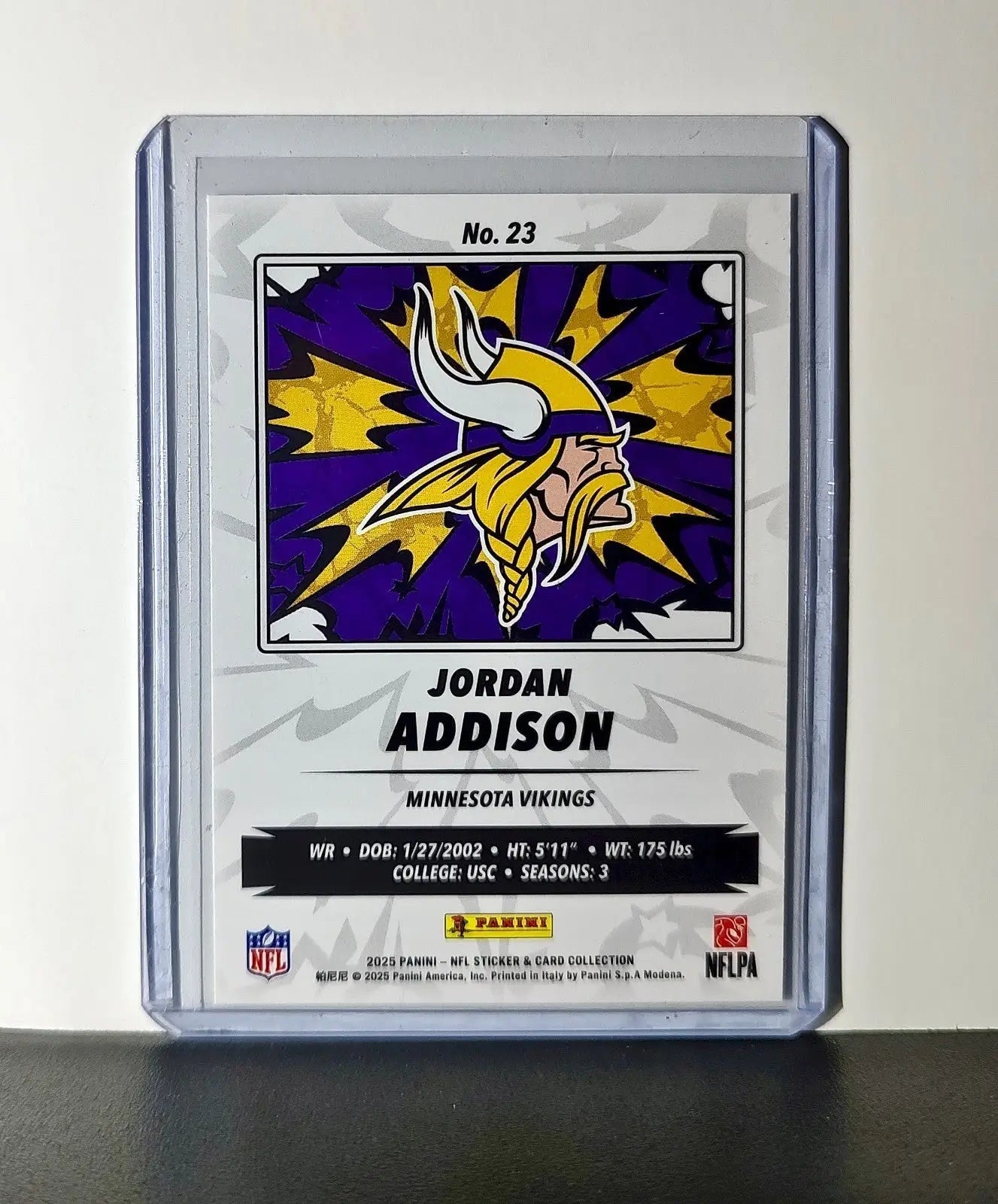 Jordan Addison 2025 Panini NFL #23 Sticker Card Minnesota Vikings