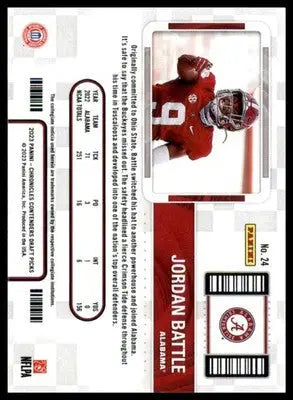 Jordan Battle 2023 Panini Chronicles Draft Picks Contenders College #24 Alabama - Football Card Single