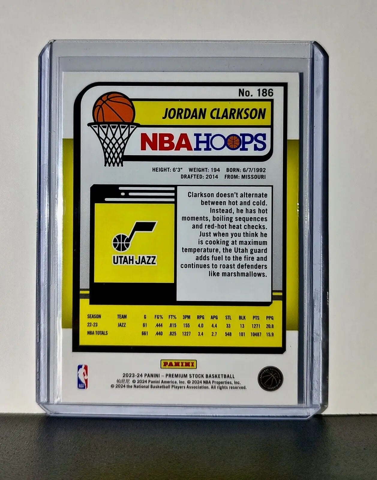 Jordan Clarkson 2023-24 Panini Premium Stock NBA Hoops #186 Card Utah Jazz - Basketball Card Single