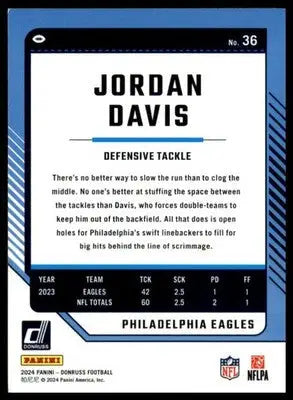 Jordan Davis 2024 Donruss #36 Philadelphia Eagles - Football Card Single