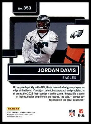 Jordan Davis Rookie 2022 Donruss #353 Philadelphia Eagles - Football Card Single