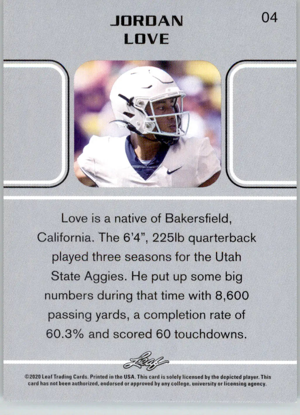 Jordan Love - 2020 Leaf - #04 - Football - Football Card Single