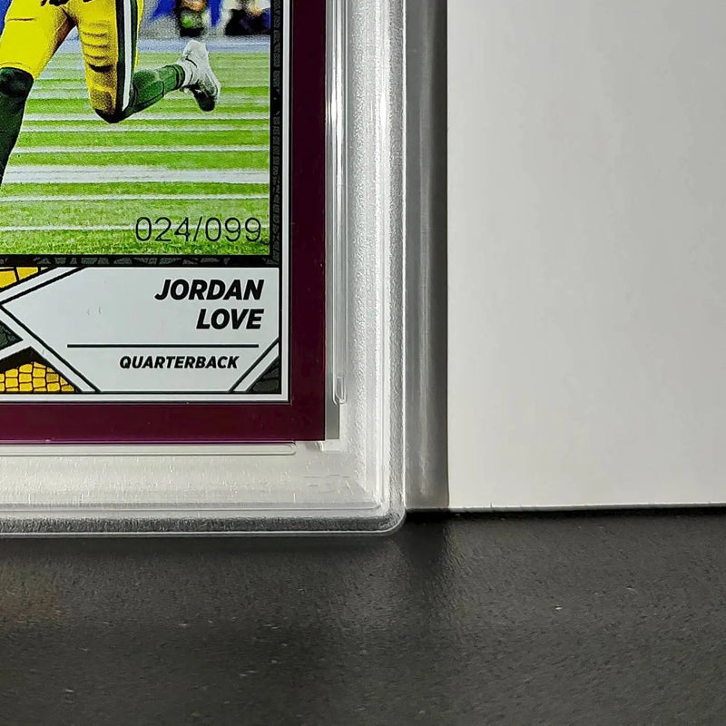 Jordan Love 2024 Panini Sticker Collection 024/099 #18 Purple Foil PSA 8 NM-MT