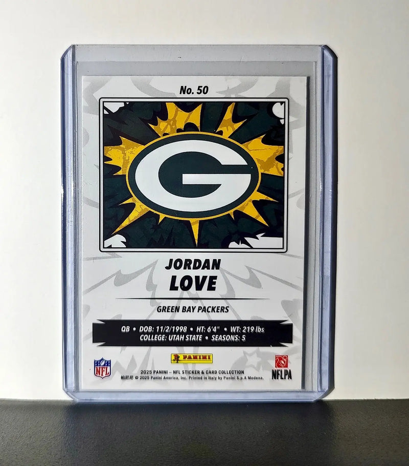 Jordan Love 2025 Panini NFL #50 Sticker Card Green Bay Packers