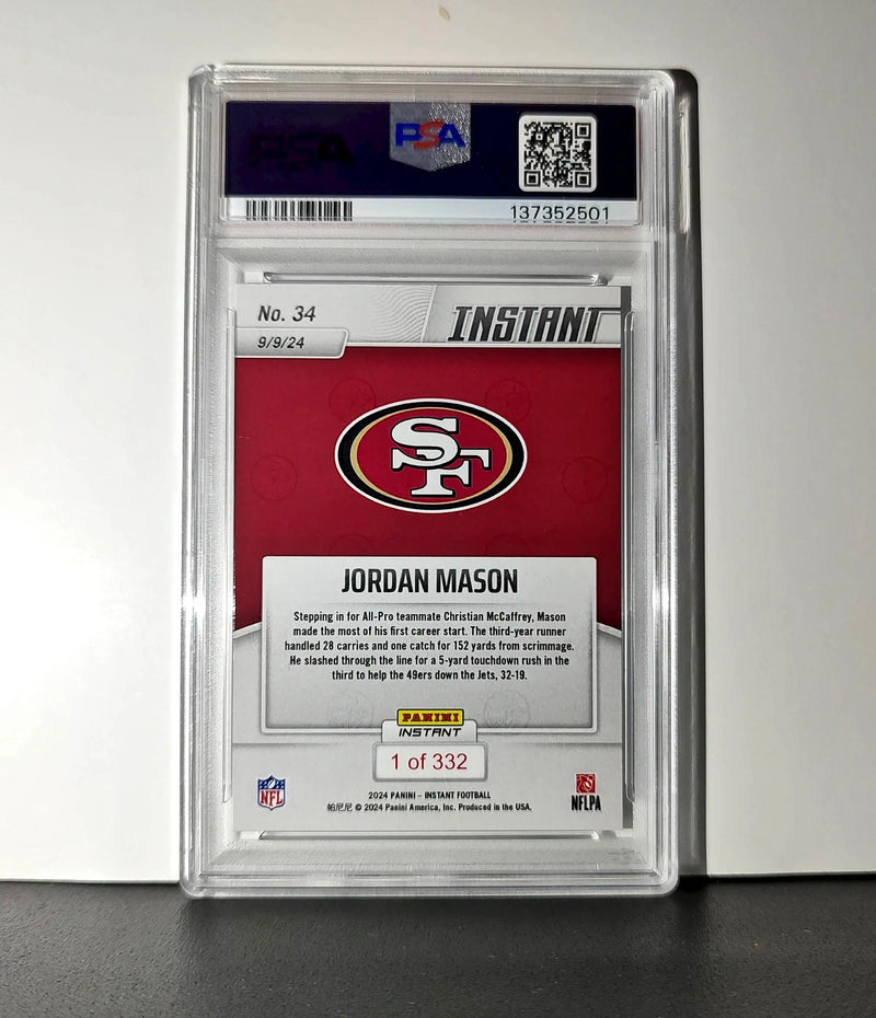 Jordan Mason Rookie 2024 Panini Instant NFL #34 PSA 10 Gem Mint