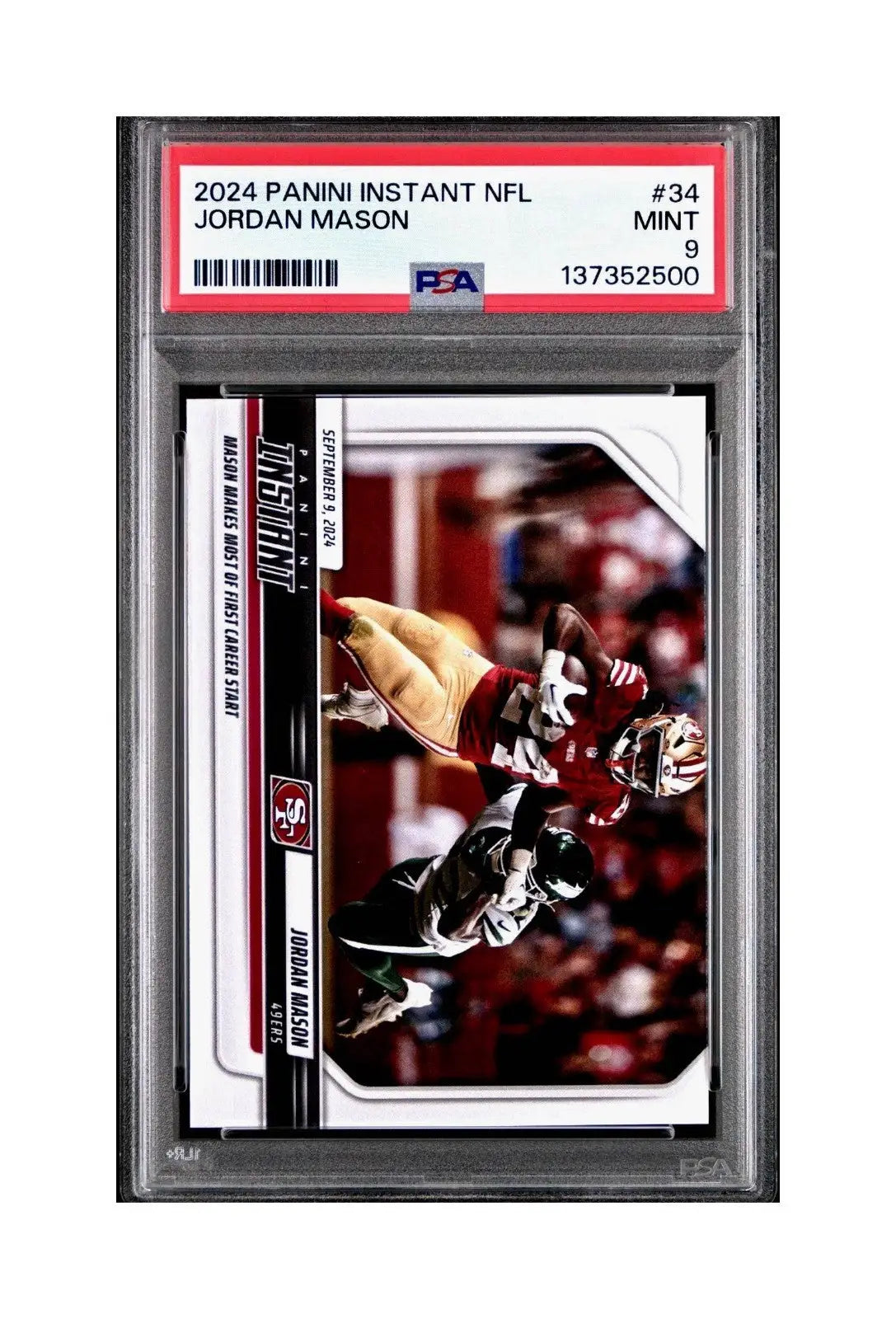Jordan Mason Rookie 2024 Panini Instant NFL #34 PSA 9 Mint