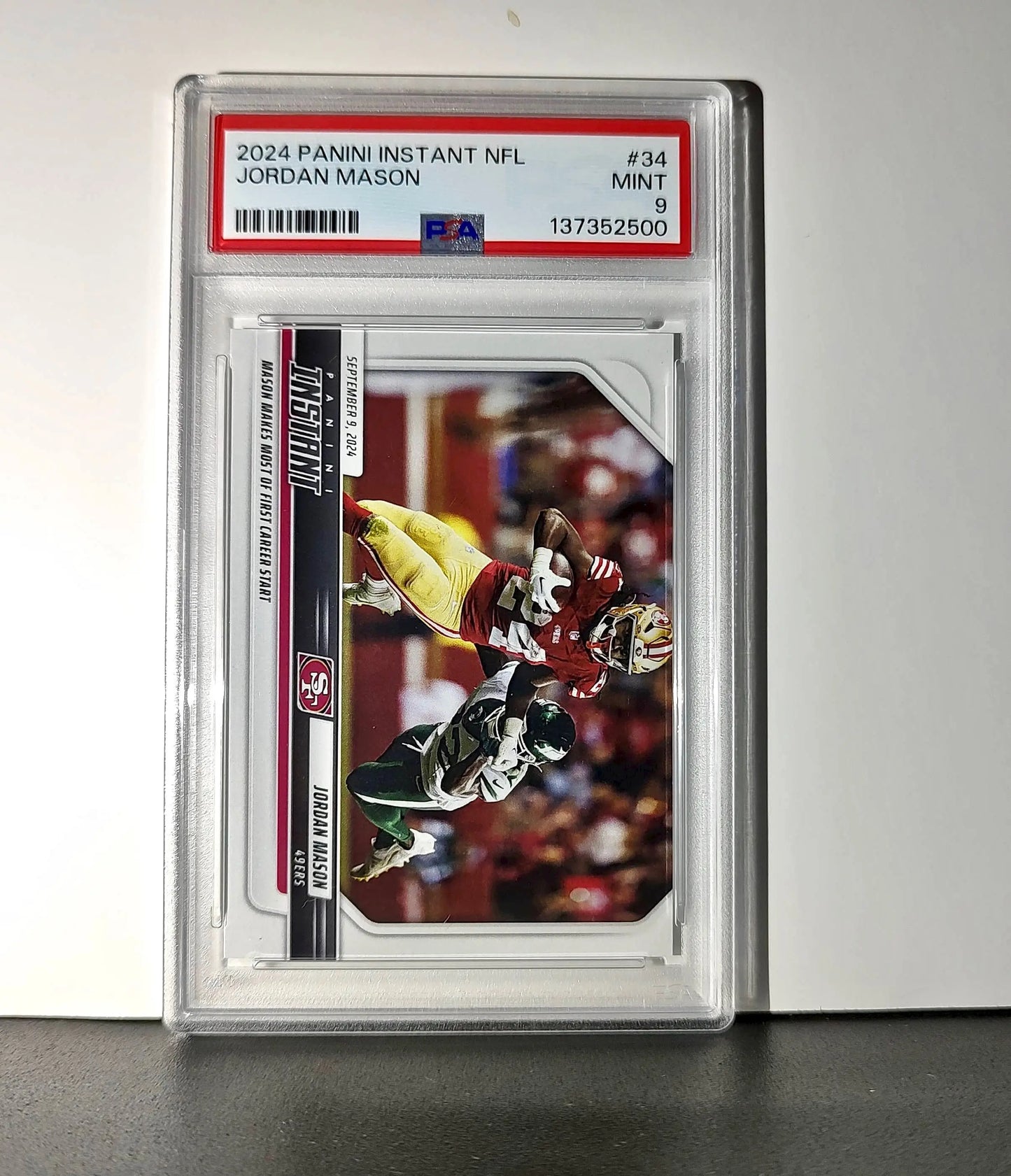 Jordan Mason Rookie 2024 Panini Instant NFL #34 PSA 9 Mint