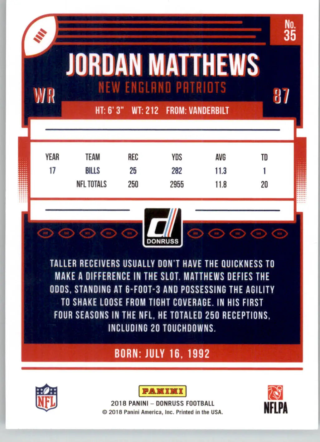 Jordan Matthews - 2018 Donruss - #35 - Football