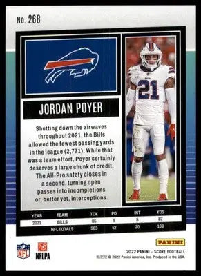 Jordan Poyer 2022 Score #268 Buffalo Bills - Football Card Single