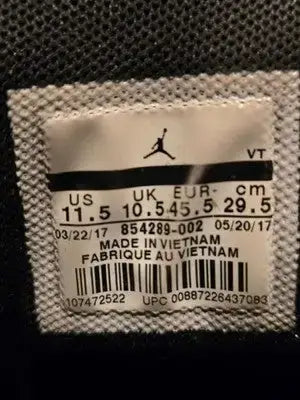Jordan Shoes Mens 11.5 Gray Black Athletic Sneakers 854289-002 Low Top Casual - Apparel