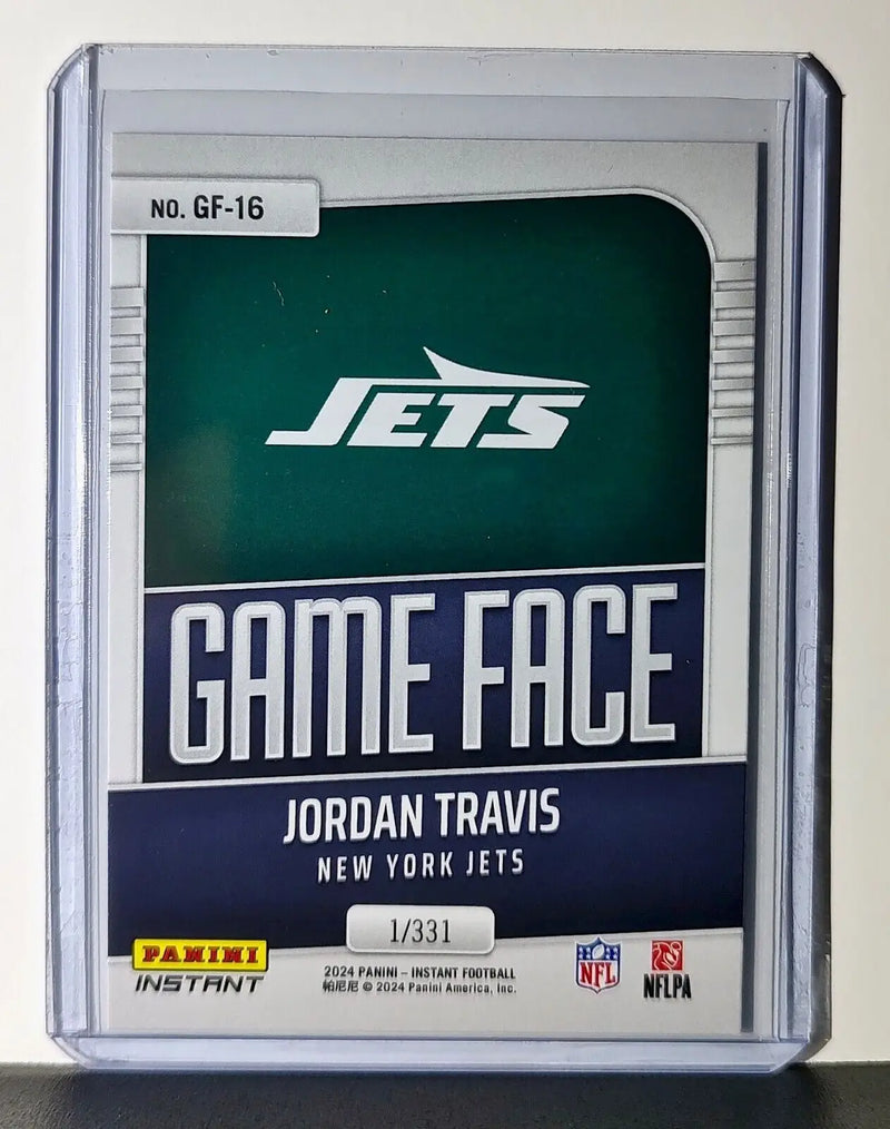 Jordan Travis 2024 Panini Game Face #16 NFL Rookie Card New York Jets 1/331