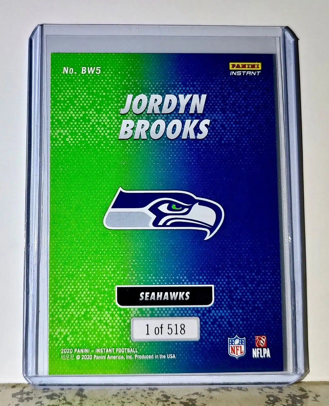 Jordyn Brooks 2020 Panini NFL #5 Black and White Rookies Card Seahawks 1 of 518