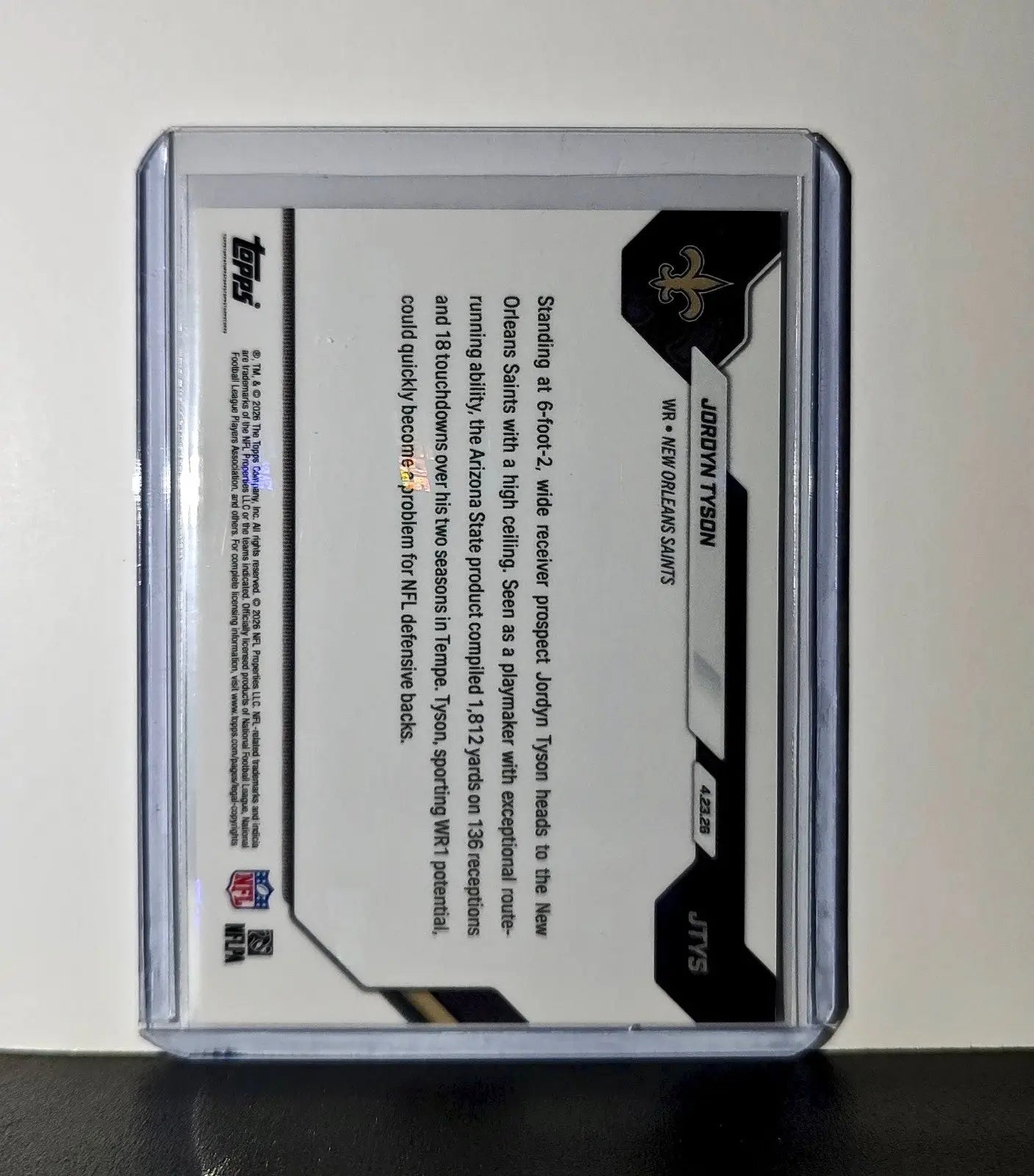 Jordyn Tyson Rookie 2026 Topps Now Draft Night #JTYS Card New Orleans Saints - Football Card Single