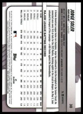 Jorge Soler 2024 Topps Big League #30 Miami Marlins - Baseball Card Single