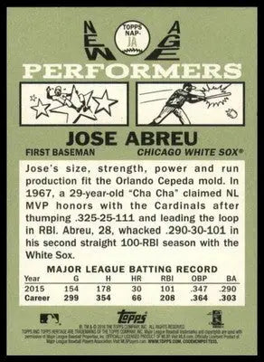 Jose Abreu 2016 Topps Heritage New Age Performers #NAP-JA Chicago White Sox - Baseball Card Single