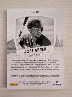 Jose Abreu - 2021 Panini Chronicles - #72 - Thick Stock Baseball - Baseball Card Single
