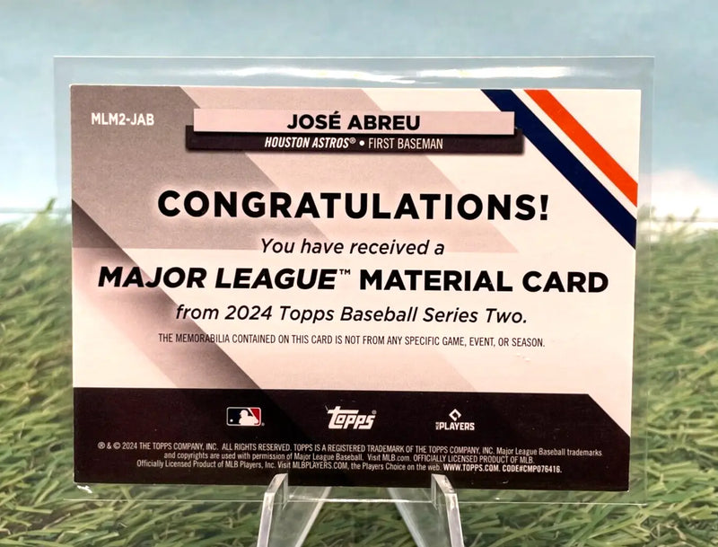 Jose Abreu -2024 Topps Series 2 Jersey Major League Material MLM2-JAB Black /199 - Baseball Card Single