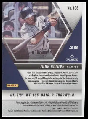 Jose Altuve 2021 Panini Mosaic #108 Houston Astros - Baseball Card Single