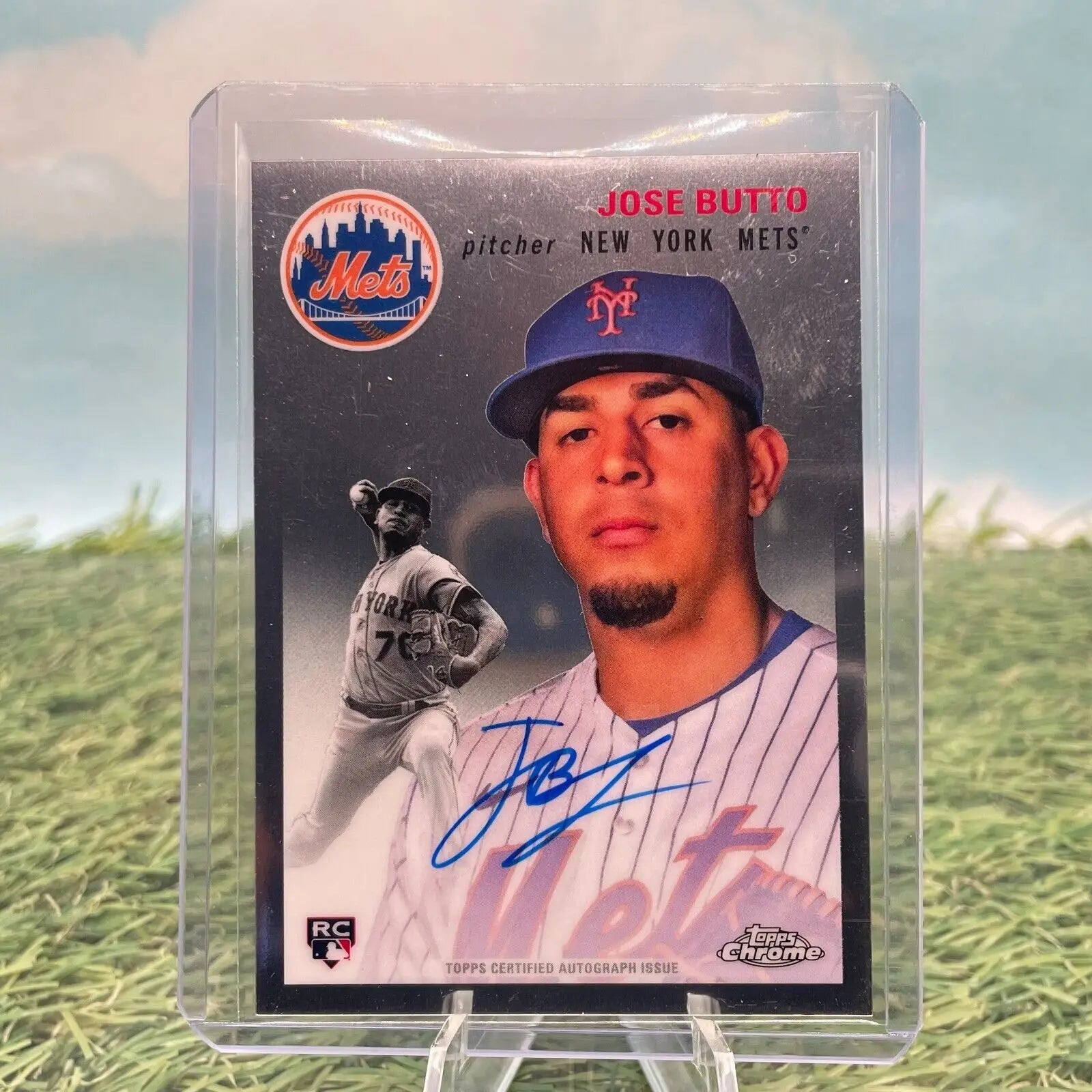 Jose Butto autographed baseball card from 2023 Topps Chrome Platinum Anniversary set