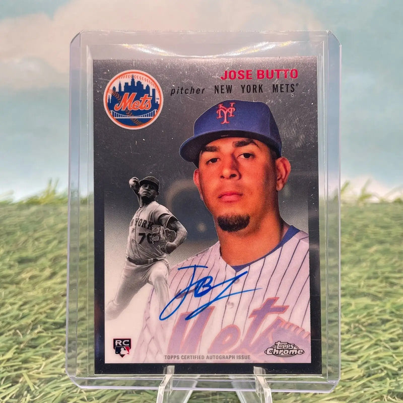 Jose Butto autographed baseball card from 2023 Topps Chrome Platinum Anniversary set
