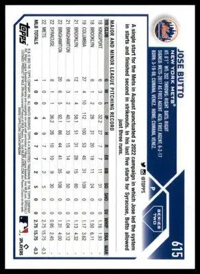 Jose Butto Rookie 2023 Topps #615 New York Mets - Baseball Card Single