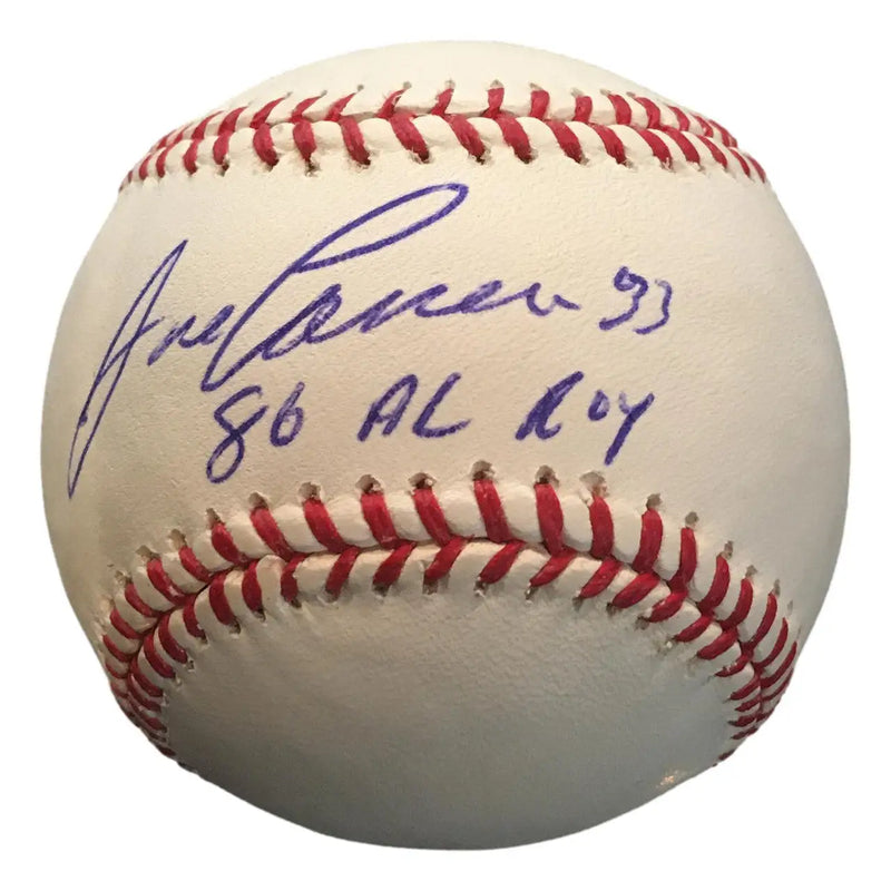 Jose Canseco autographed baseball with blue ink signature and inscription ’86 AL RY