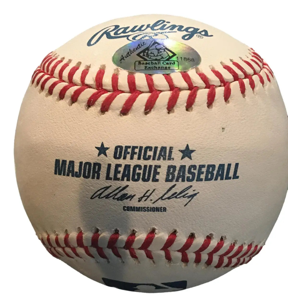 Jose Canseco Autographed Baseball with Rawlings branding and red stitching