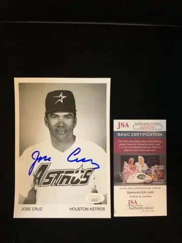 Jose Cruz Houston Astros signed 5x7 photo with authentication card for trading cards fans