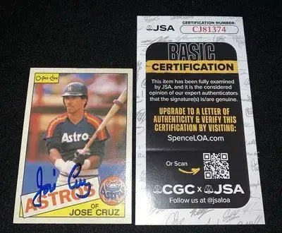 Jose Cruz SIGNED AUTOGRAPH 1985 Topps O-Pee-Chee #95 Houston Astros JSA Auto - Baseball Card Single