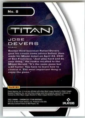 Jose Devers - 2021 Panini Chronicles - #8 - Titan Holo RC Baseball - Baseball Card Single